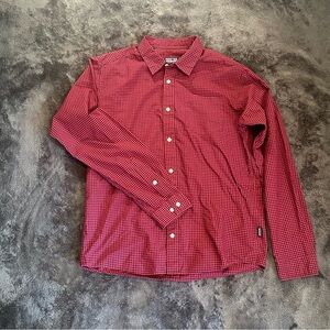 Patagonia Men’s Medium Organic Cotton Gingham Button Down Shirt Red/Black